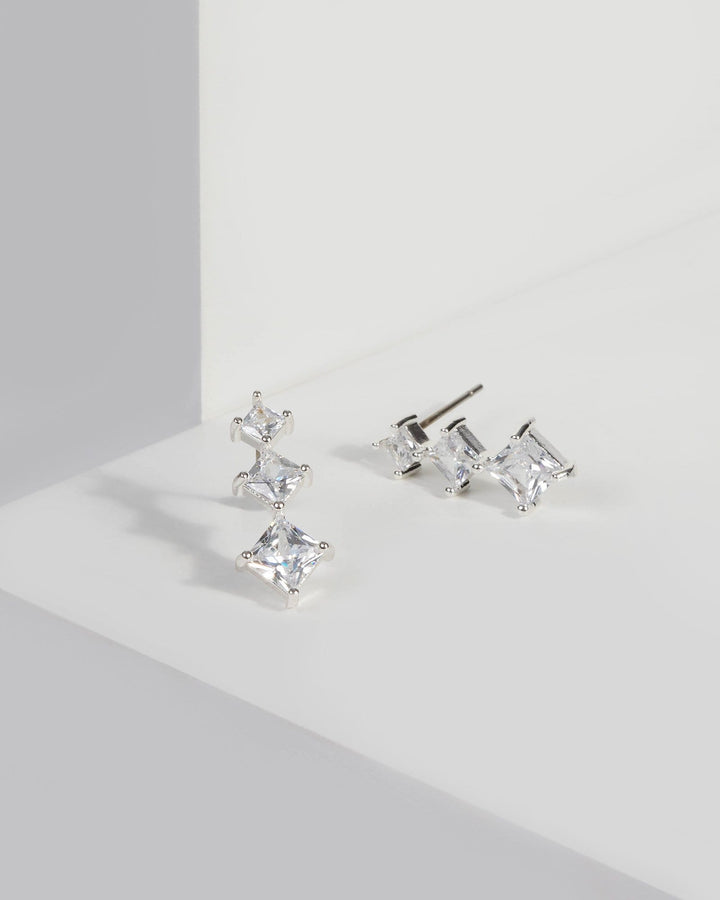 Silver Cubic Zirconia Gradual Drop Earrings | Earrings