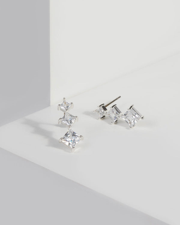 Silver Cubic Zirconia Gradual Drop Earrings | Earrings