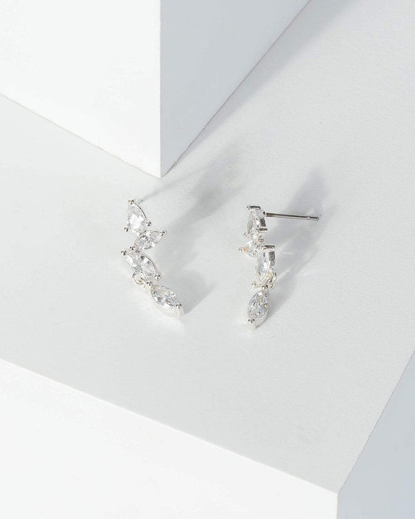 Colette by Colette Hayman Silver Cubic Zirconia Multi Drop Crystal Stud Earrings