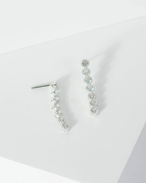 Silver Cubic Zirconia Multi Row Earrings | Earrings