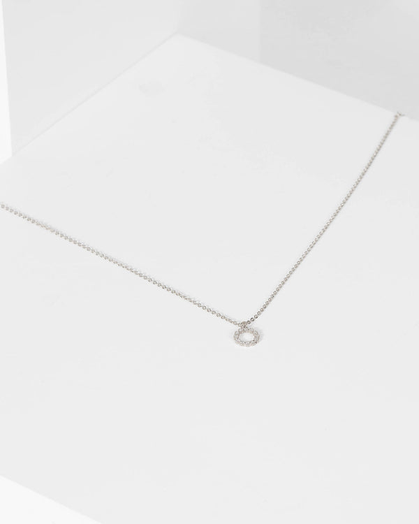 Silver Cubic Zirconia Pave Circle Necklace | Necklaces