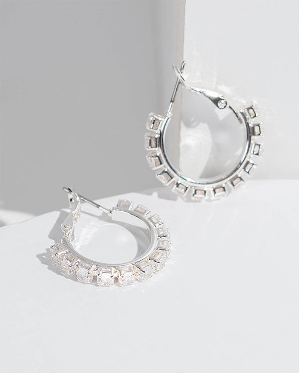 Colette by Colette Hayman Silver Cubic Zirconia Small Hoop Earrings