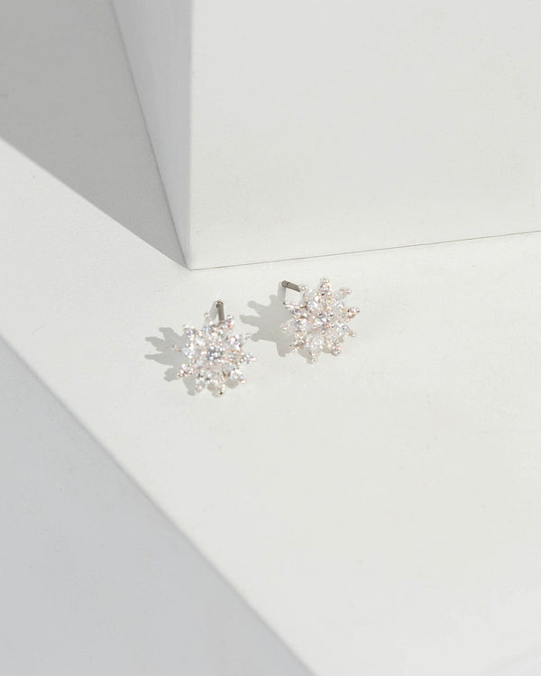 Silver Cubic Zirconia Star Stud Earrings | Earrings