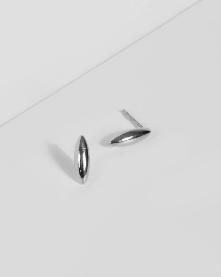 Silver Curved Edge Stud Earrings | Earrings