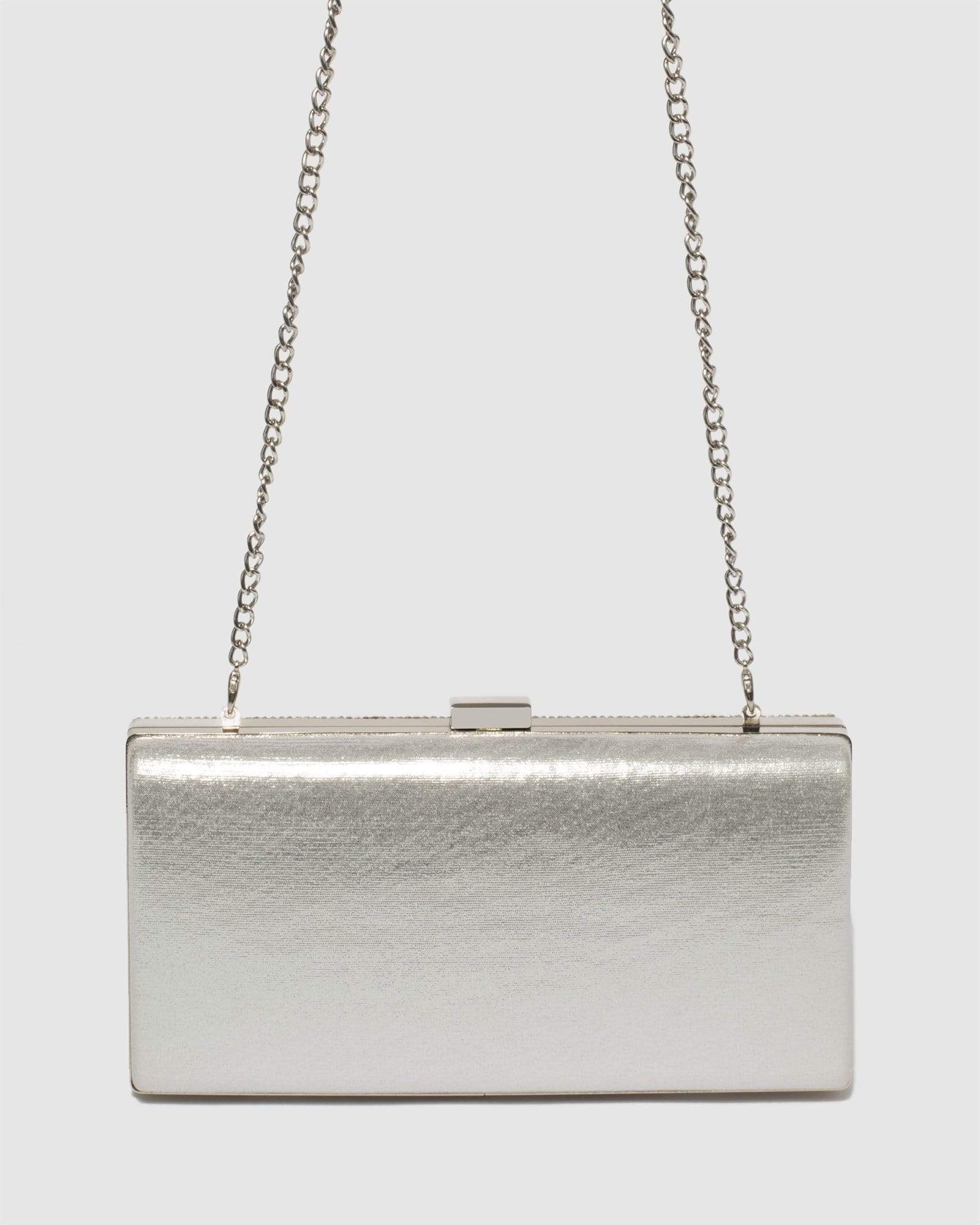 Pochette Clutch Crystal Silver - Sac à Main Femme - Neuf Avec étiquettes - Style Soirée Ou événement