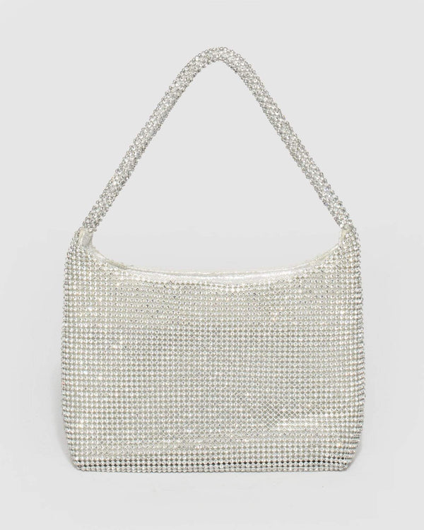 Silver Daphne Crystal Bag | Mini Bags