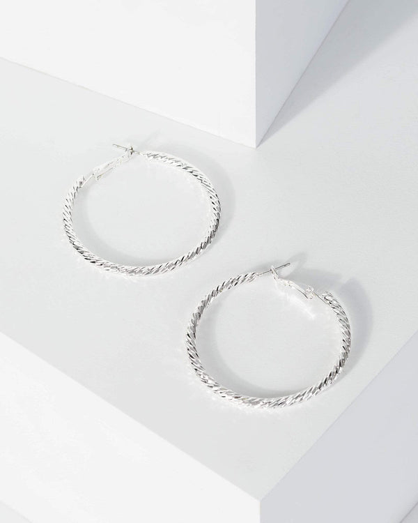 Silver Detail Medium Hoop Earrings | Earrings