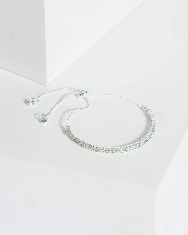 Silver Diamante Adjustable Bracelet | Wristwear