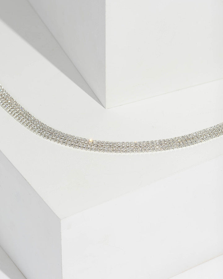Colette by Colette Hayman Silver Diamante Band Choker Necklace