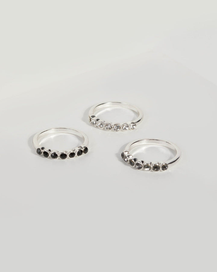 Silver Diamante Band Ring Set | Rings