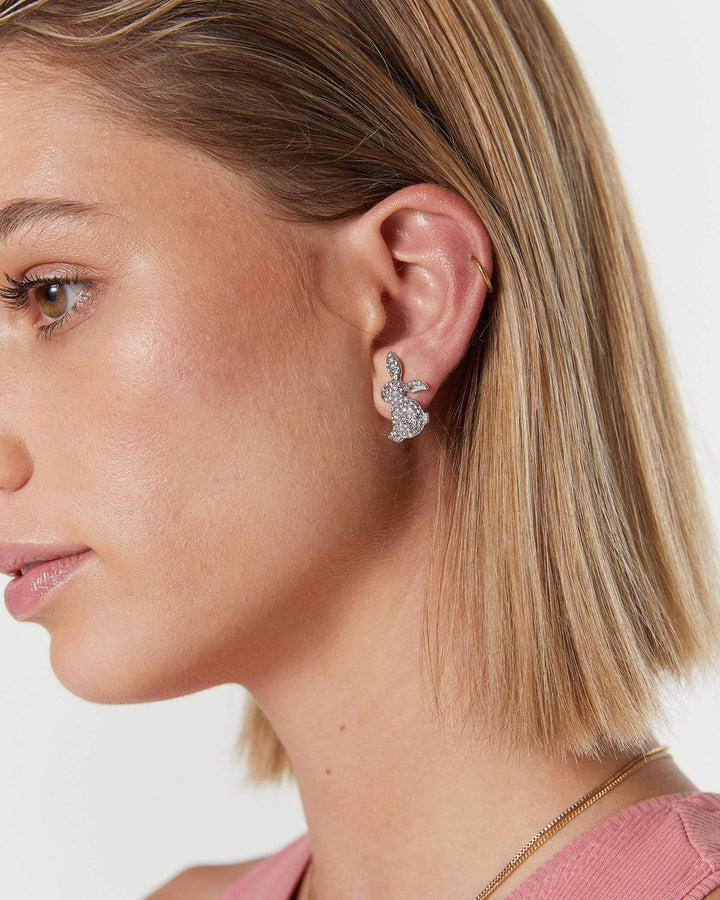 Silver Diamante Bunny Earrings | Earrings