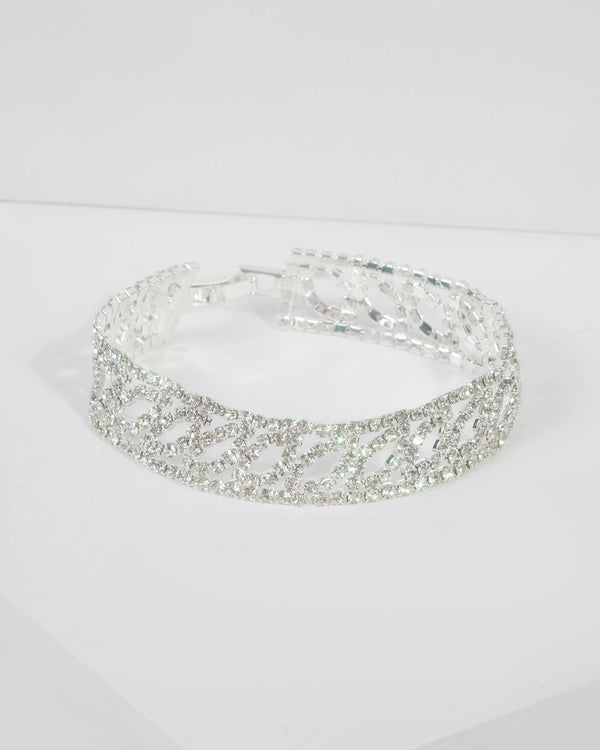 Colette by Colette Hayman Silver Diamante Chain Oval Tennis Bracelet