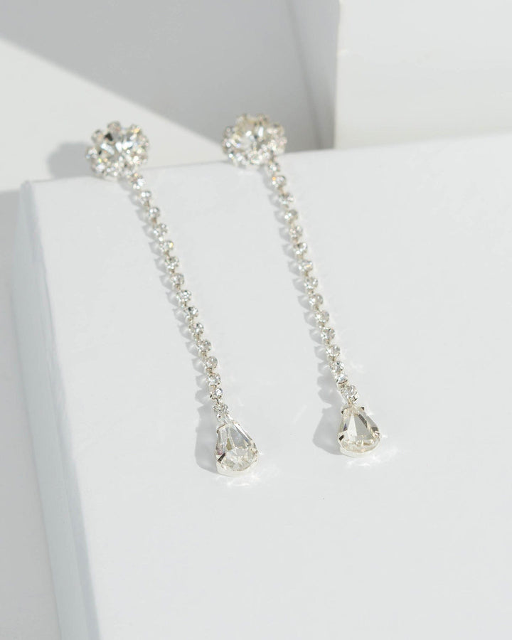 Colette by Colette Hayman Silver Diamante Chain Tear Drop Earrings