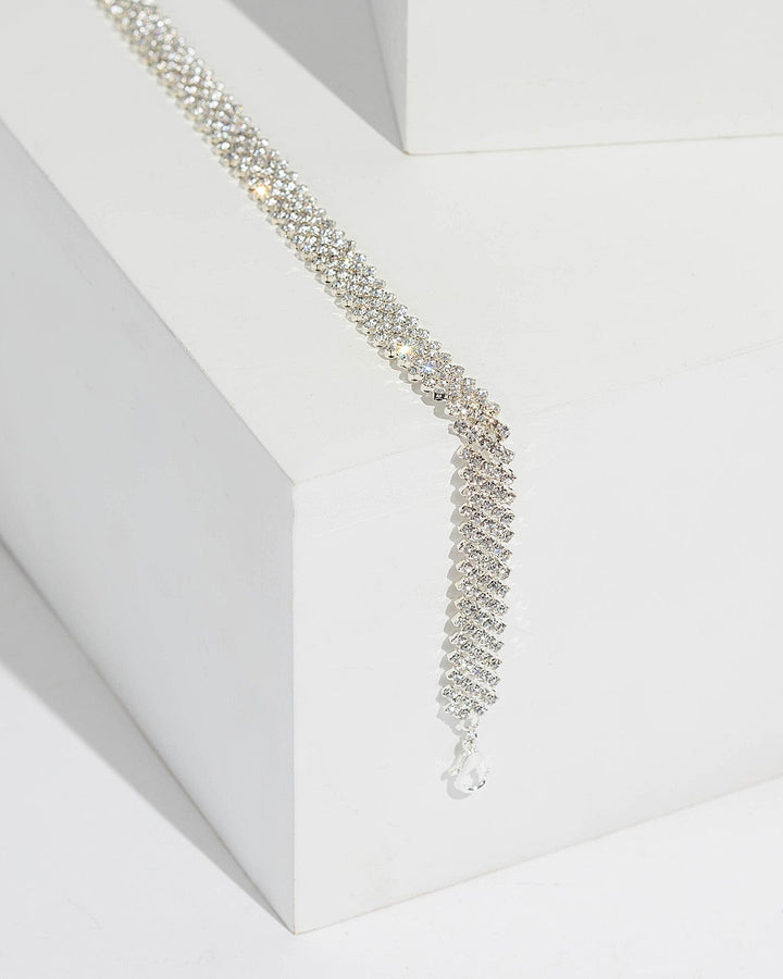 Silver Diamante Cup Chain Choker Necklace | Wristwear