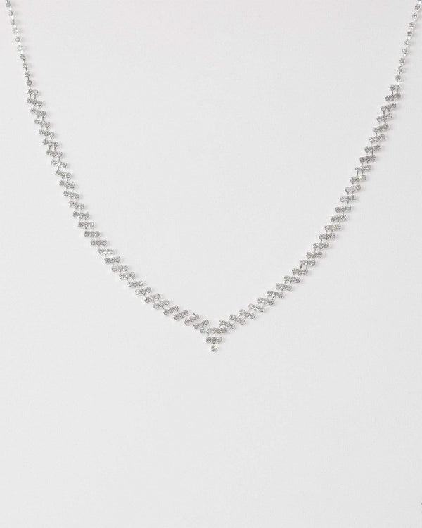 Colette by Colette Hayman Silver Diamante Cup Chain Teardrop Necklace