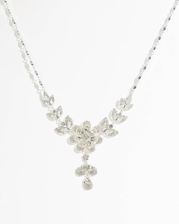 Colette by Colette Hayman Silver Diamante Floral Statement Necklace