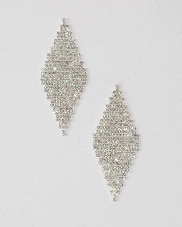 Silver Diamante Mesh Drop Earrings | Earrings