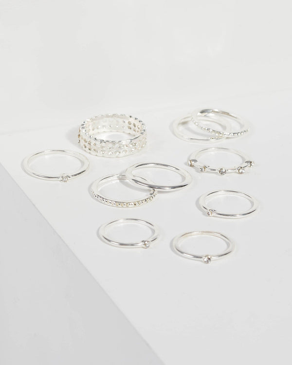 Silver Diamante Multi Ring Set | Rings