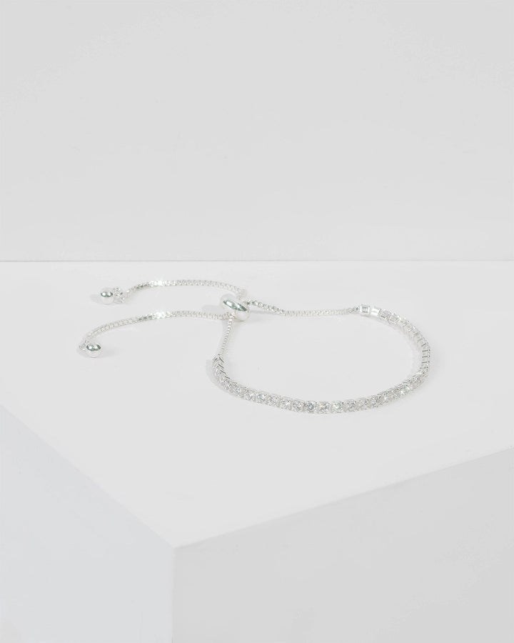 Silver Diamante Row Band Bracelet | Wristwear