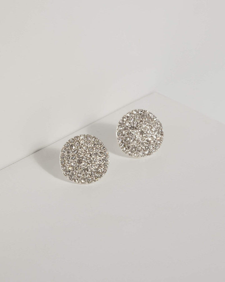 Silver Diamante Stud Earrings | Earrings