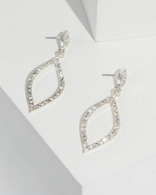Silver Diamante Wave Teardrop Earrings | Earrings