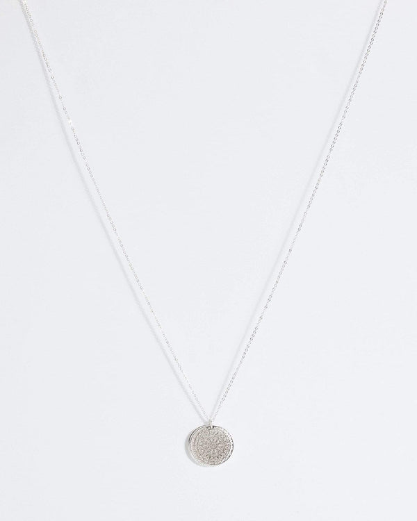 Silver Disc Pendant Fine Necklace | Necklaces