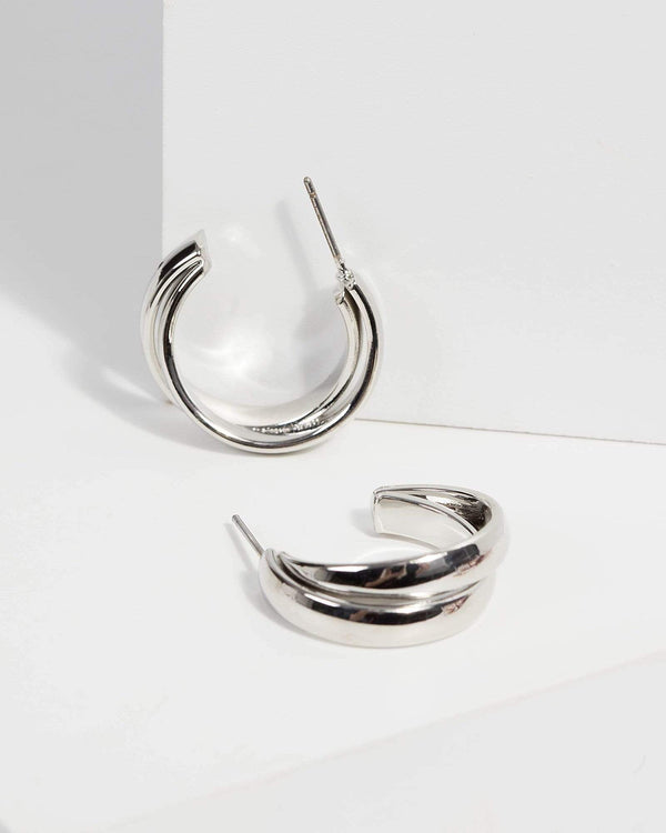 Silver Double Hoop Earrings | Earrings