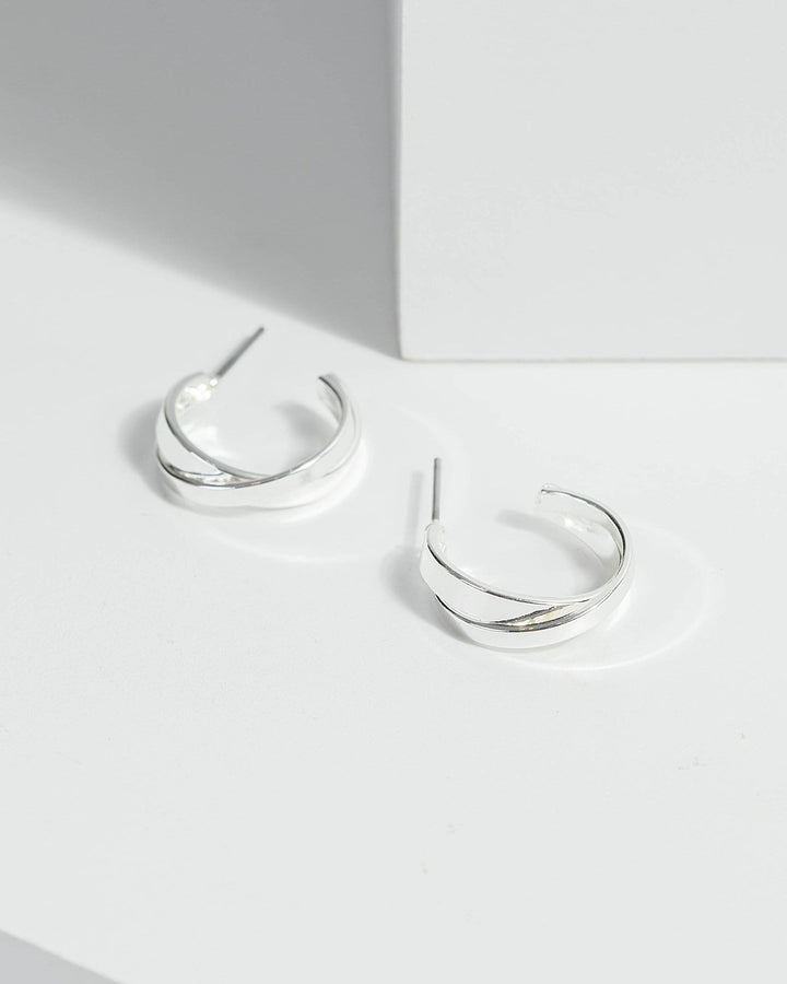 Silver Double Huggie Hoop Earrings | Earrings