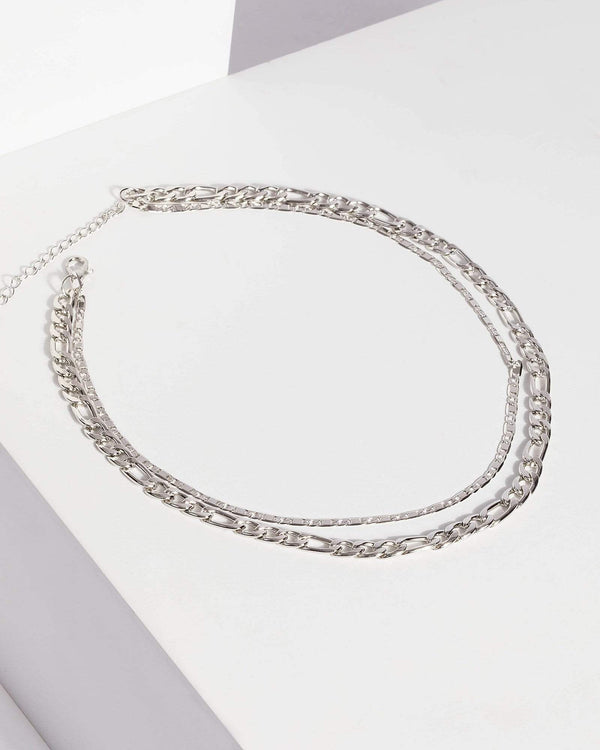 Silver Double Layer Chain Necklace | Necklaces