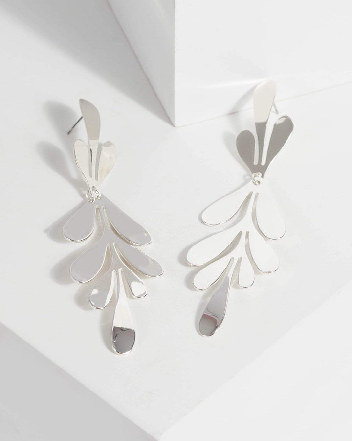Silver Dripping Leaf Drop Earrings | Earrings