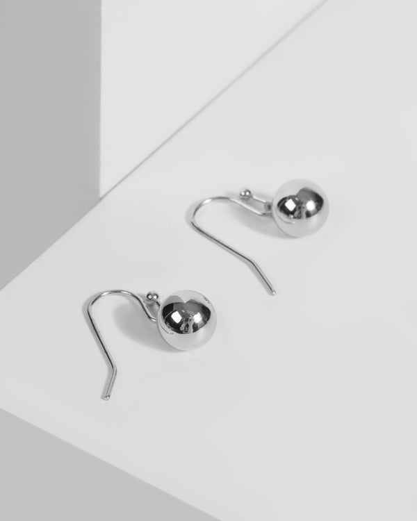 Silver Drop Ball Fishhook Earrings | Earrings
