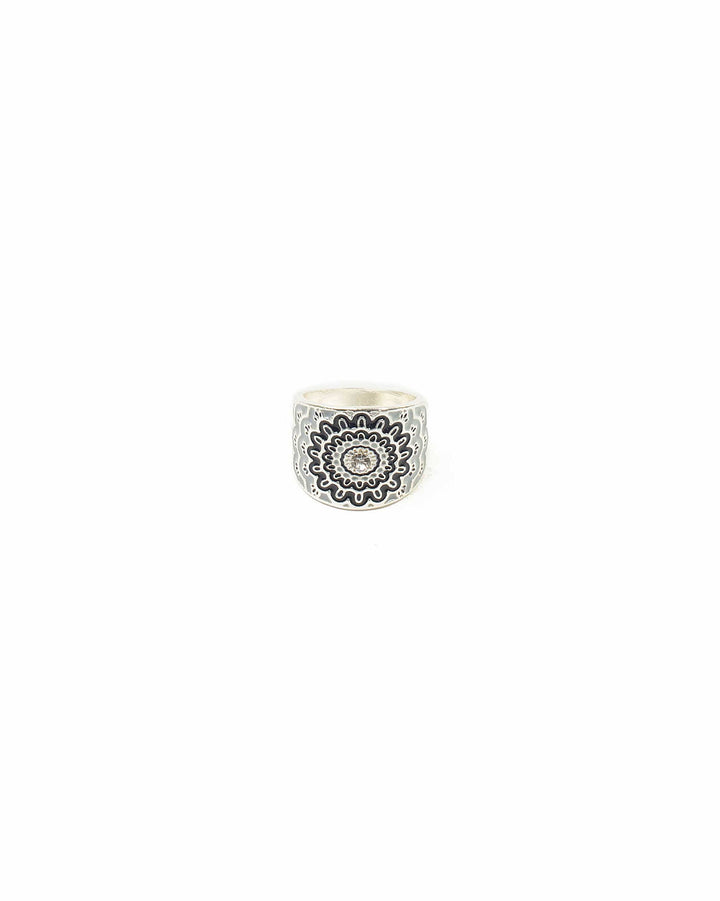 Colette by Colette Hayman Silver Enamel Pattern Stone Ring - Medium