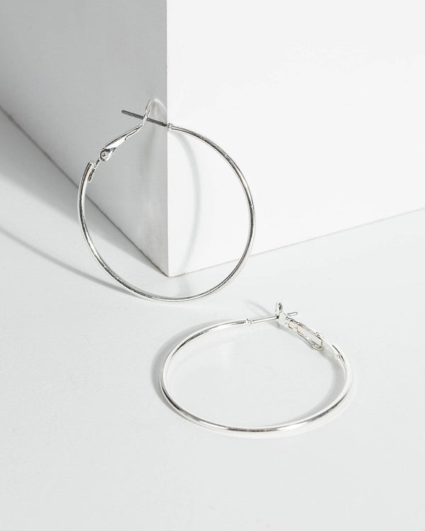 Silver Fine 40mm Hoop Earrings | Earrings