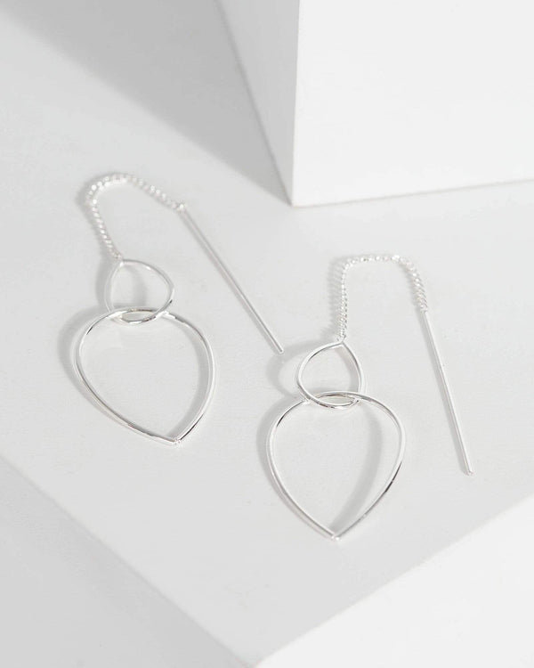 Silver Fine Chain Double Tear Drop Earrings | Earrings