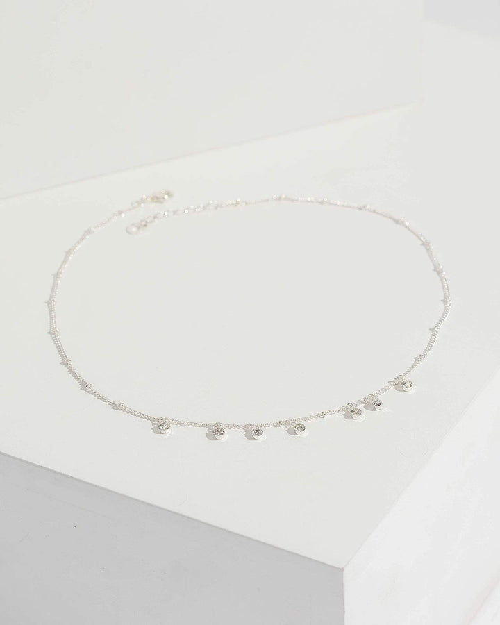 Silver Fine Chain Multi Crystal And Ball Necklace | Necklaces
