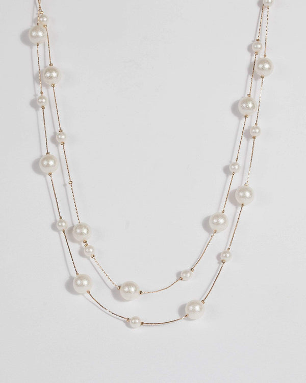 Silver Fine Chain Pearl Necklace | Necklaces