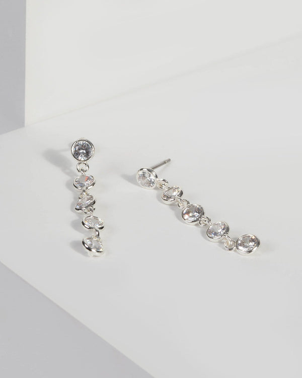 Silver Fine Crystal Drop Earrings | Earrings