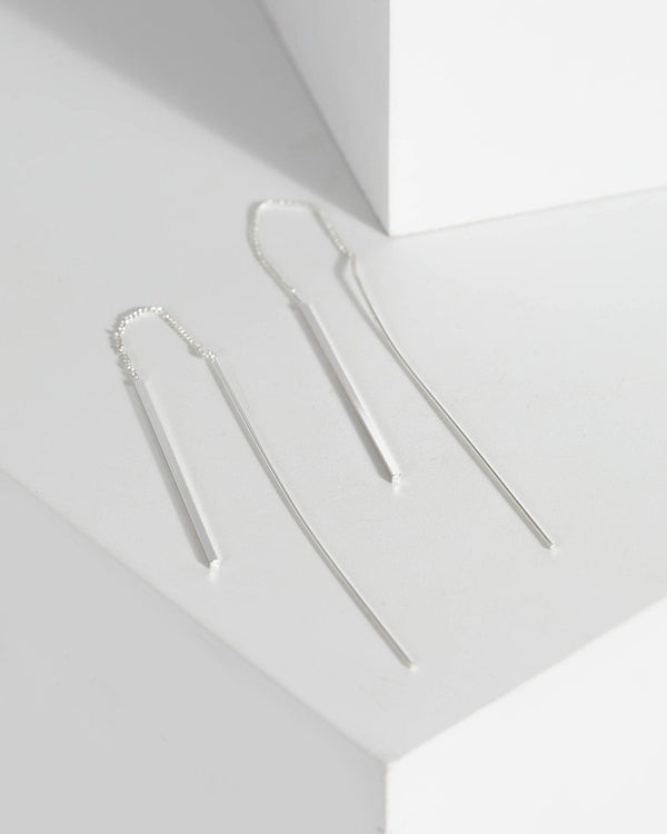 Colette by Colette Hayman Silver Fine Curved Bar Thread Earrings