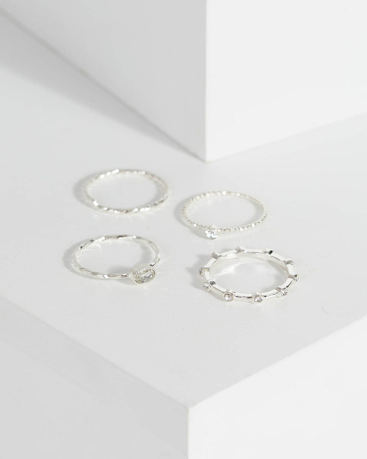 Colette by Colette Hayman Silver Fine Diamante Multi Pack Ring