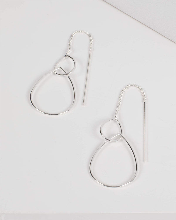 Silver Fine Double Chain Drop Earrings | Earrings