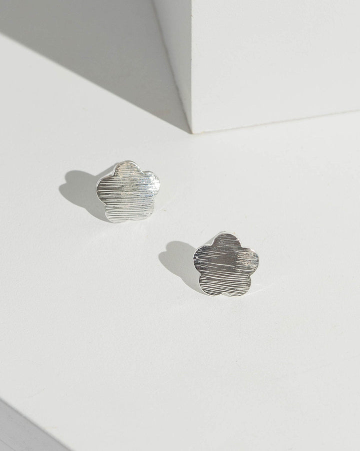 Silver Flower Metal Stud Earrings | Earrings