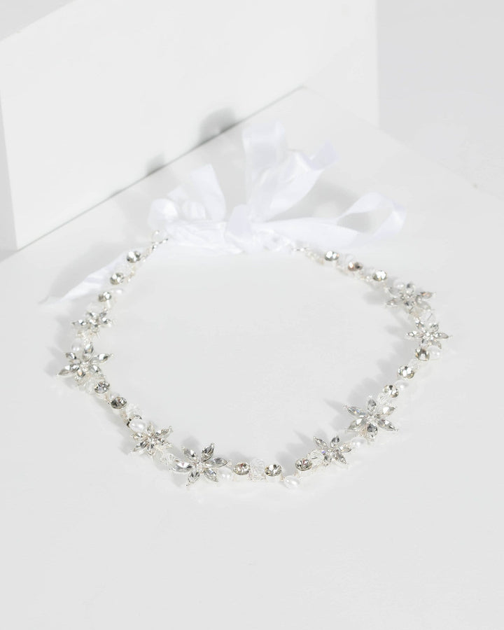 Silver Flower Pearl Beaded Necklace | Necklaces