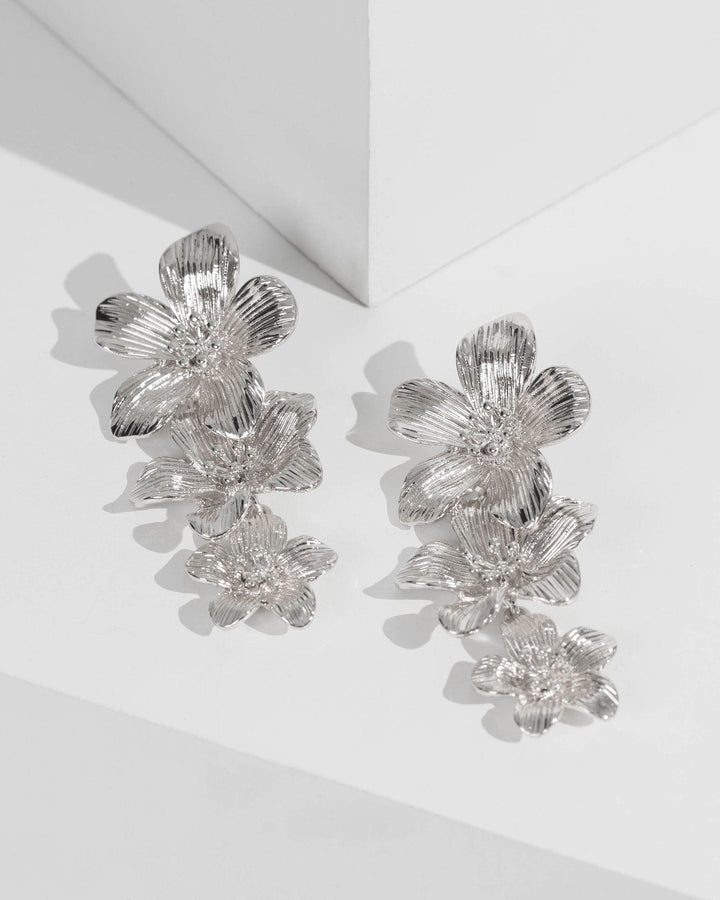 Silver Flowers Drop Earrings | Earrings