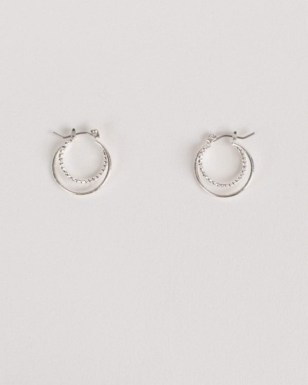 Silver Gine Double Loop Hoop Earrings | Earrings