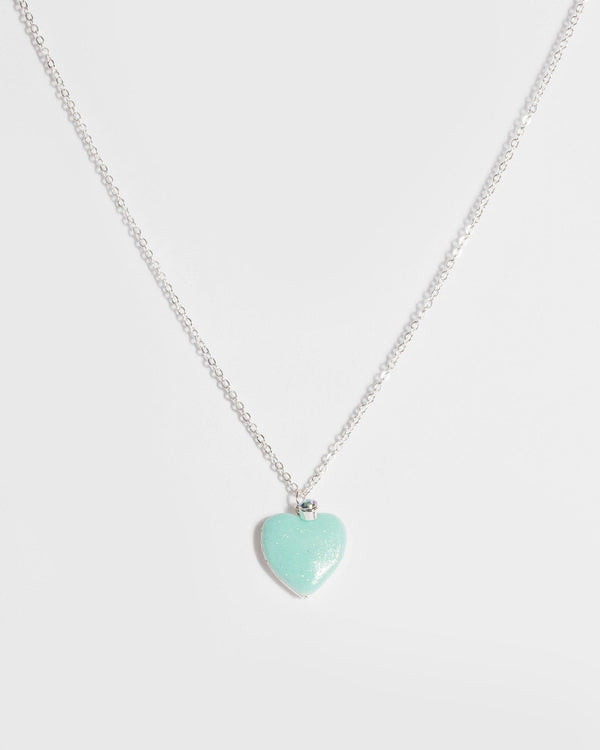 Silver Glitter Heart Locket Necklace | Necklaces