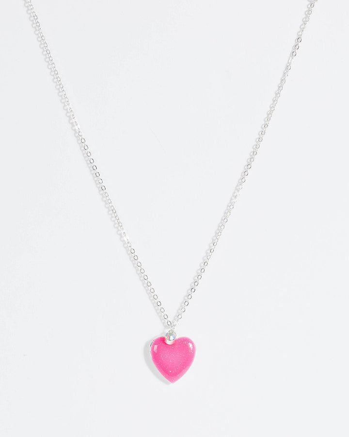 Colette by Colette Hayman Silver Glitter Heart Locket Necklace