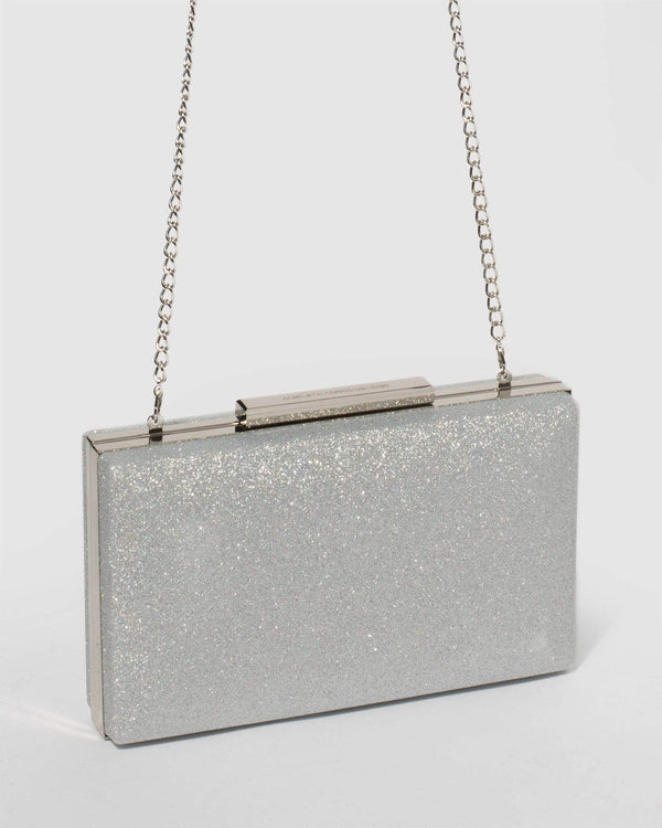 Silver Glitter Jaimi Clutch Bag | Clutch Bags