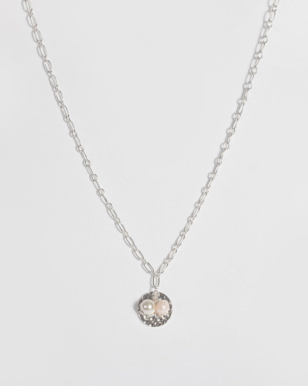 Silver Hammered Disc Pendant Necklace | Necklaces