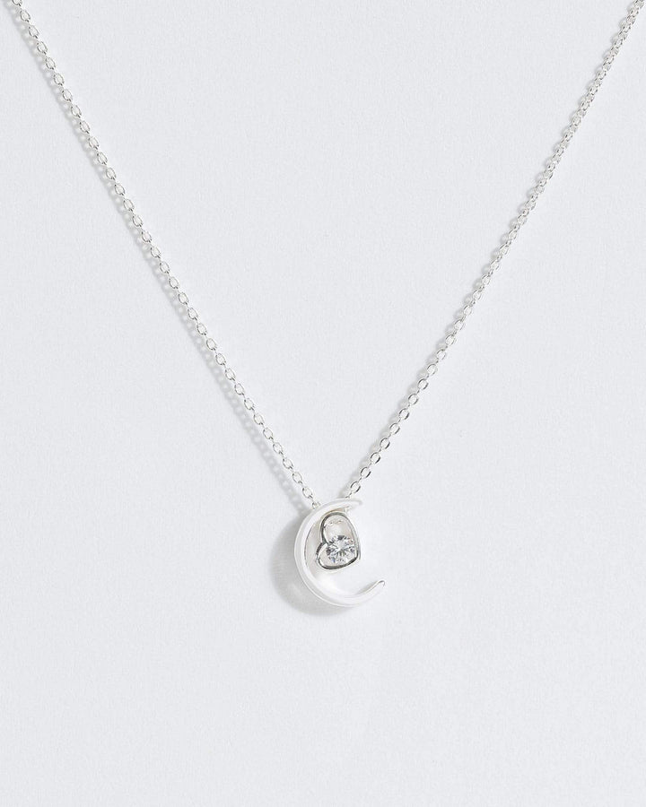 Silver Heart And Moon Necklace | Necklaces