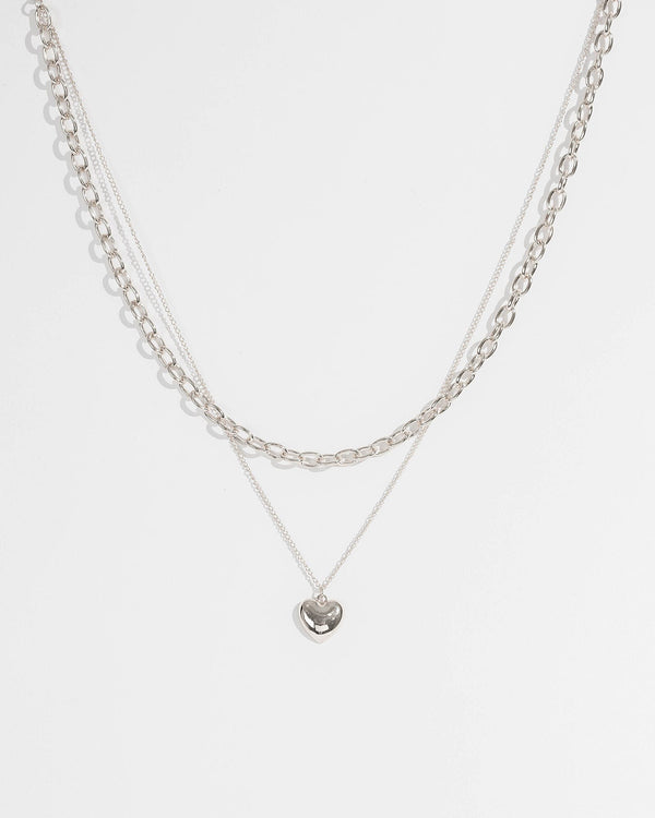 Colette by Colette Hayman Silver Heart Pendant Layer Necklace